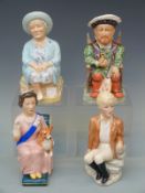 Four Kevin Francis British Royalty themed toby jugs Princess Diana, HRH Queen Mother,