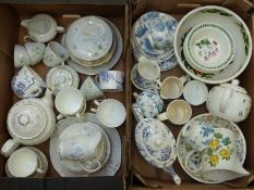 German KPM teaware, further decorative teaware including Portmeirion, Cornish blue,