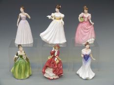 Six Royal Doulton figurines comprising For You, Samantha, Top O' The Hill, Miss Kay,