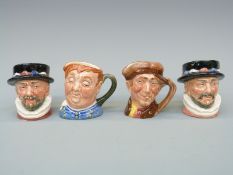 Four small Royal Doulton toby jugs including two Beefeaters,