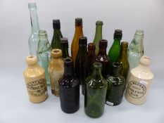 A collection of vintage ginger beer and other bottles including Stroud, Chalford,