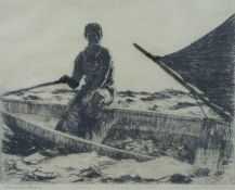 Frank W Benson (American 1862-1951) signed etching 'A Dory Fisherman',