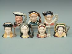 Royal Doulton set of small character jugs Henry VIII and his six wives