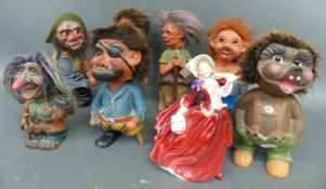 A quantity of Heico nodding collectable figures and a Royal Doulton figurine HN1934 Autumn Breezes