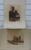 Portfolio containing three engravings of Wells Cathedral signed Henry Sheppard Dale,