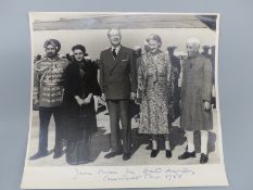 Signed photograph of Harold Macmillan and his wife with Indira Nehru Gandhi,