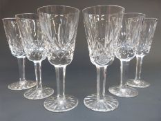 A set of six Waterford Crystal Lismore pattern sherry glasses,