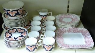 A Victorian Staffordshire Imari tea set to include ten cups and 11 saucers, jug and bowl,