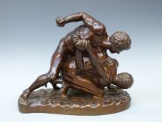 E Barbedienne bronze 'The Wrestlers', after the Roman copy of the Ancient Greek original,