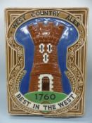 A West Country Ales Best in the West ceramic plaque (would have been inset into the wall of a