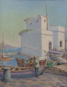 Sydney L Moss acrylic on board 'Malta 1955' signed lower right,