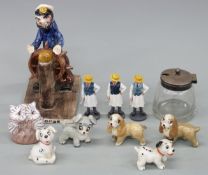 A collection of collectables including Wade Whimsies, Alan / Will Young figure,