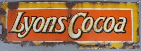 A vintage Lyon's Cocoa enamel advertising sign,