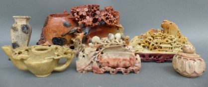 A collection of soapstone carvings