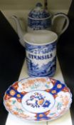 Spode Italian large coffee pot and utensils jar,