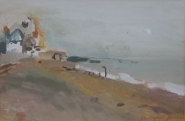 Christopher Johnson watercolour beach scene, signed lower right,
