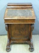 A Victorian burr walnut davenport with satin birch fitted interior,