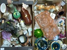 A collection of ceramics including Royal Dux dogs, Royal Doulton, Beswick, Melba Ware Hereford bull,