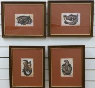 Four abstract African pen and ink pictures,