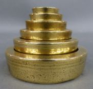 A set of Vandome, Titfords & Pawson, London, sovereign weights, 100, 50, 30, 20, 10, 5,