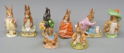 A collection of eight Beswick Beatrix Potter rabbit figures to include Benjamin Bunny,