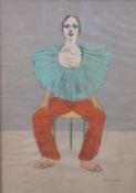 Francesco Messina signed limited edition print (3/30) of a seated female Pierrot clown,