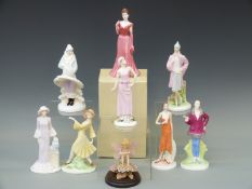 Coalport Ladies of Fashion figurines, Miss 1920, 1922 , 1923, 1924, 1925, 1926 and 1929,