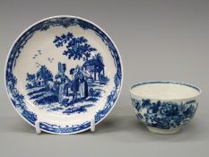 First period Worcester footed tea bowl and saucer,