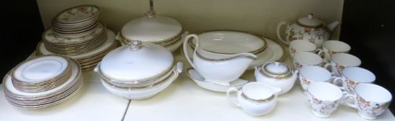 A Wedgwood eight-place setting dinner and tea service in the Oberon pattern, including tureens,