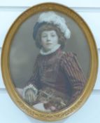Richard Hall, Gloucester, portrait of a boy with sword, in oval frame, maximum overall diameter 28.