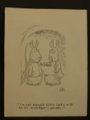 Neil Bennett (cartoonist of the year 2002) an original ink drawing depicting Beatrix Potter's Peter