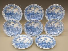 A set of eight Spode Indian Sporting Scenes soup plates,