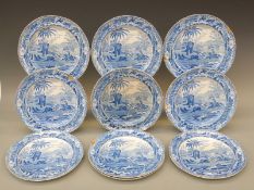 A set of ten Spode Indian Sporting Scenes dinner plates,