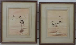 Ian Hudson pair of watercolours of avocets, signed lower right, 29 x 21.