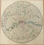 Environs of London, cloth backed circular map published by James Wyld, geographer to the King,