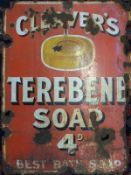 A vintage Cleaver's Terebene Soap enamel advertising sign,