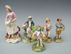 Five 19thC Staffordshire figures,