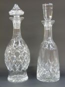 Two Waterford Crystal decanters one in the Lismore pattern the other Boyne, each 22cm tall.