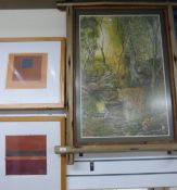 Two prints after Speltz each approximately 30 x 30cm and a framed jigsaw of a leopard