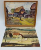 Stan Cotterell six various acrylic on board landscapes, mostly coastal scenes,