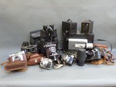 A quantity of cameras to include Zorki 4K, Halina, Yashica, Ilford, Box Brownie,