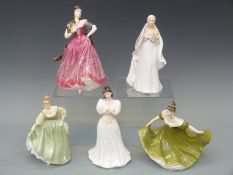 Five Royal Doulton figurines, Fair Lady, Lynne, Bride,
