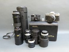 A Minolta SRT 101 SLR camera with 1:3.5 f=28mm lens, 1:1.7 f=55mm and 1:2.