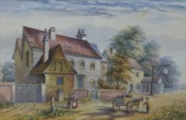 Attributed to John Gorwood 19thC watercolour 'Three Mile Cross on Thames',