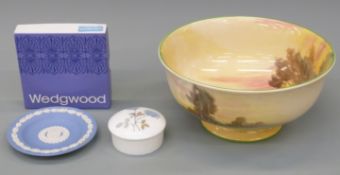 Royal Doulton Seriesware pedestal bowl with heavy/shire horse ploughing scene 1927,