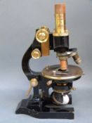 A cased Leitz Wetzlar binocular microscope with Chards London decal,