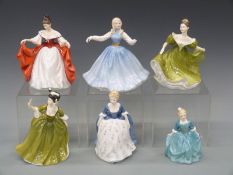 Six Royal Doulton figurines comprising Jennifer, Alice, Sara, Simone,