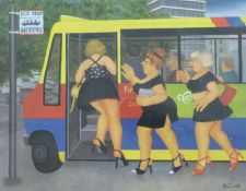Beryl Cook 'Bus Stop' signed print with blind stamp lower left,