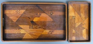 Two inlaid/parquetry trays,