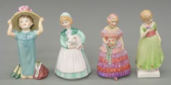 Four Royal Doulton figurines including Little Bridesmaids M33, Tess from the Kate Greenaway Series,